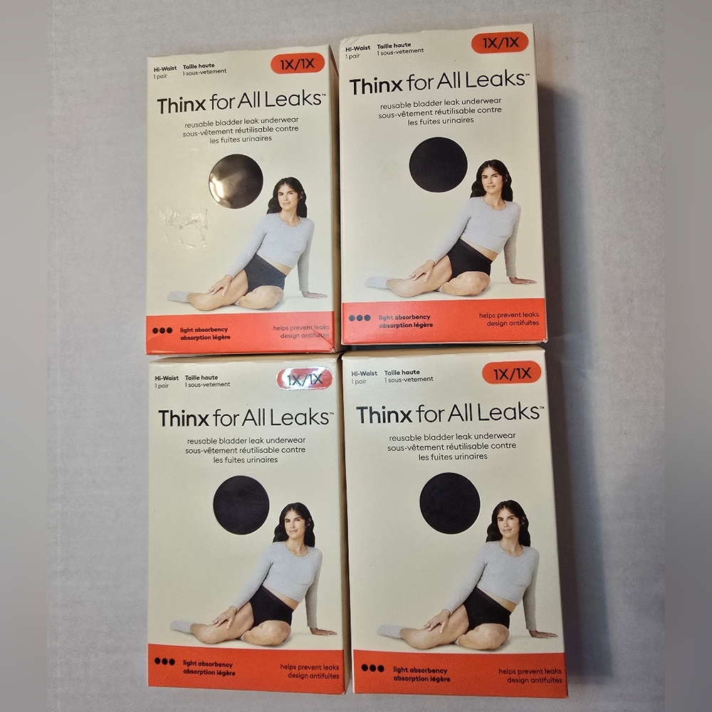Thinx Leakproof Underwear Size 1X NWT Lot of 4. Black High Leg Brief